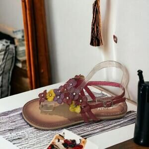 $5$ add on Nove 3D floral,pink,yellow&Purple made in Italy fashion Sandals